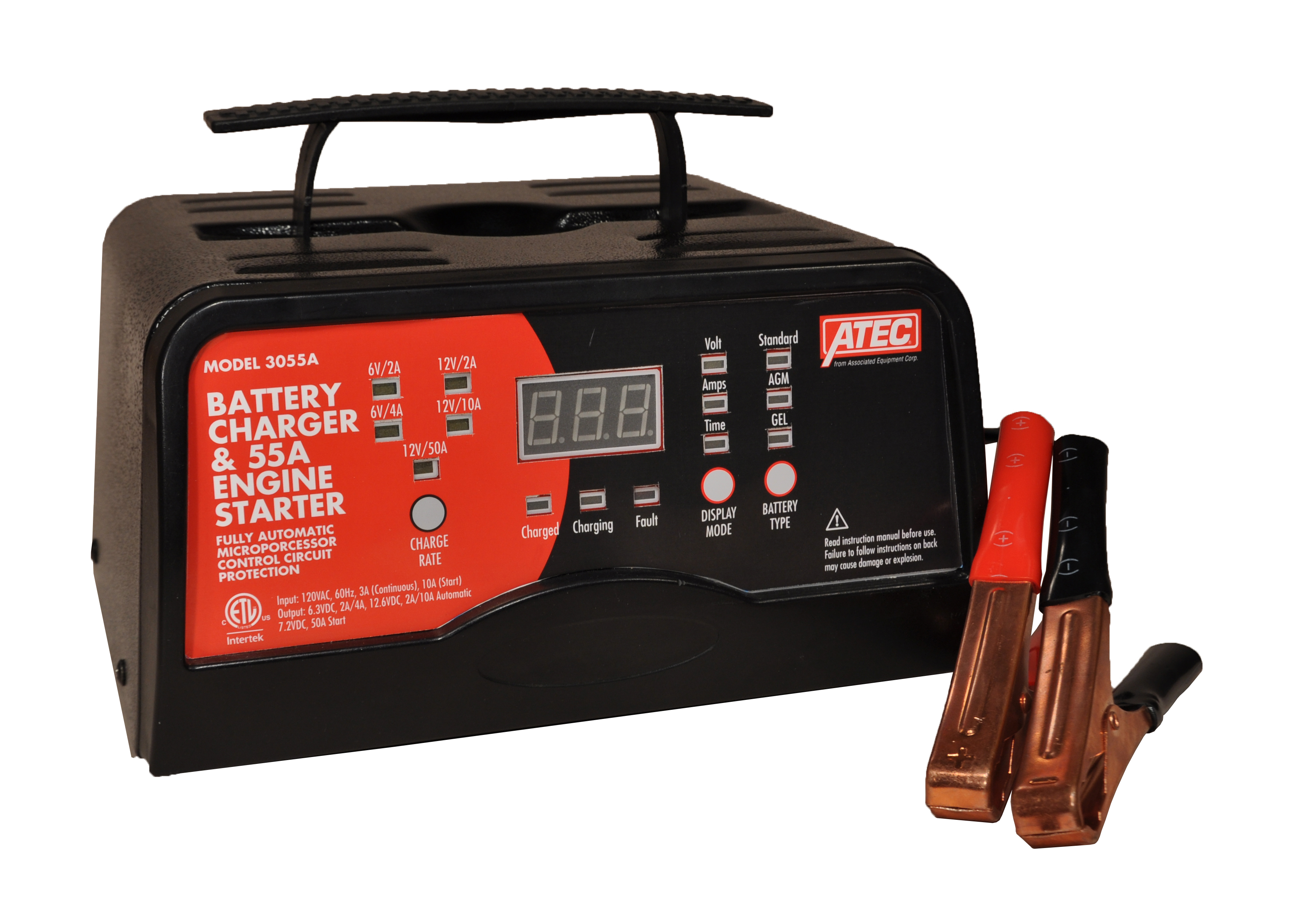 ATEC Portable Bench top charger 6/12V. 50 A crank assist. AGM safe
