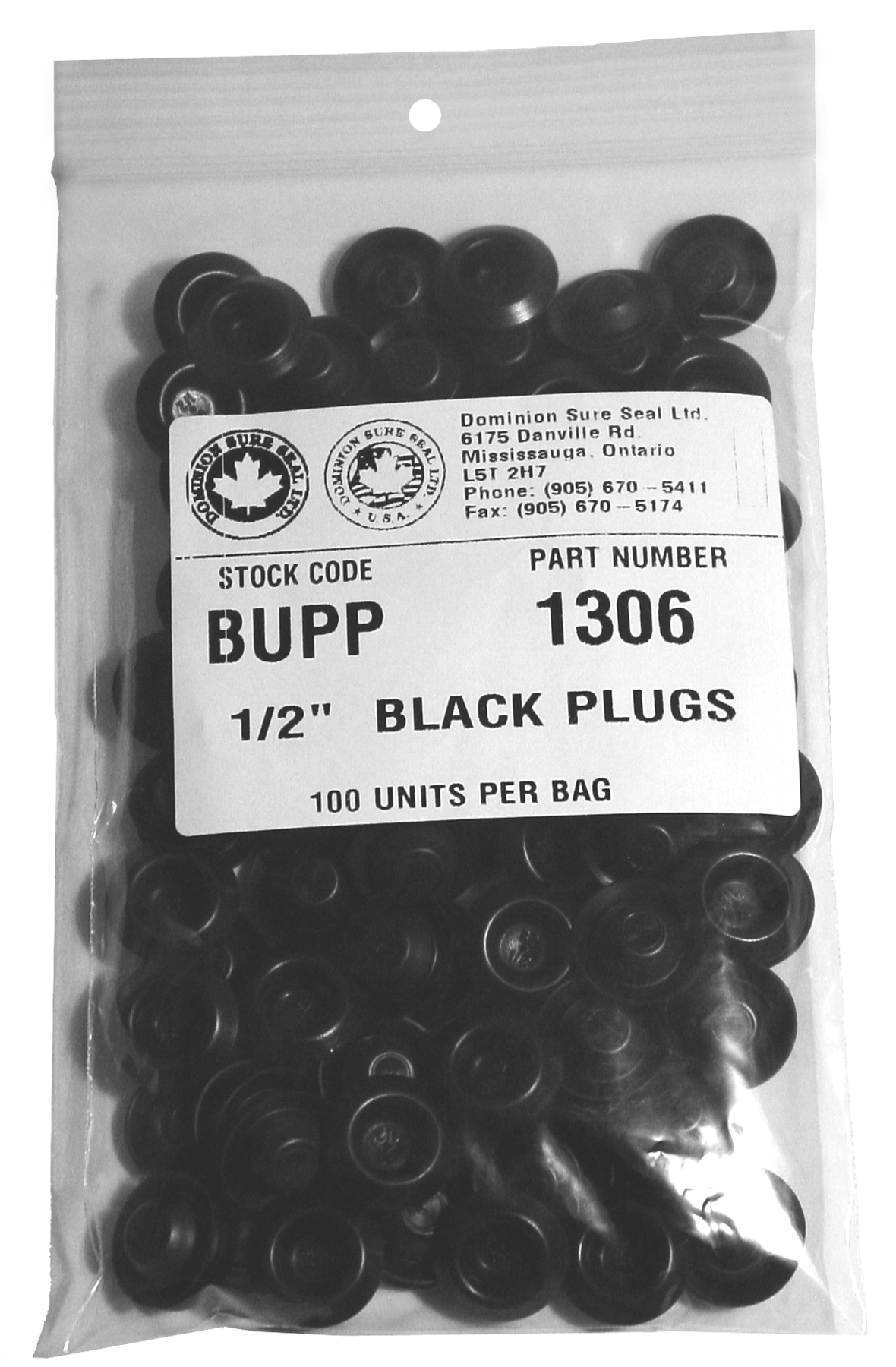1/2"  Blk Body Plugs 100 Per