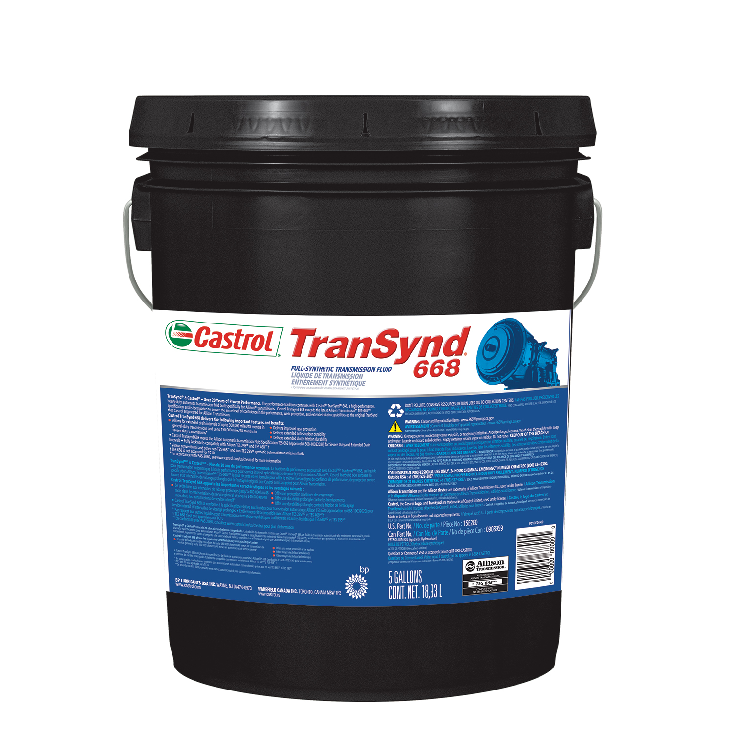 Liquide de transmission automatique entièrement synthétique TranSynd™ 668, 18,93 L