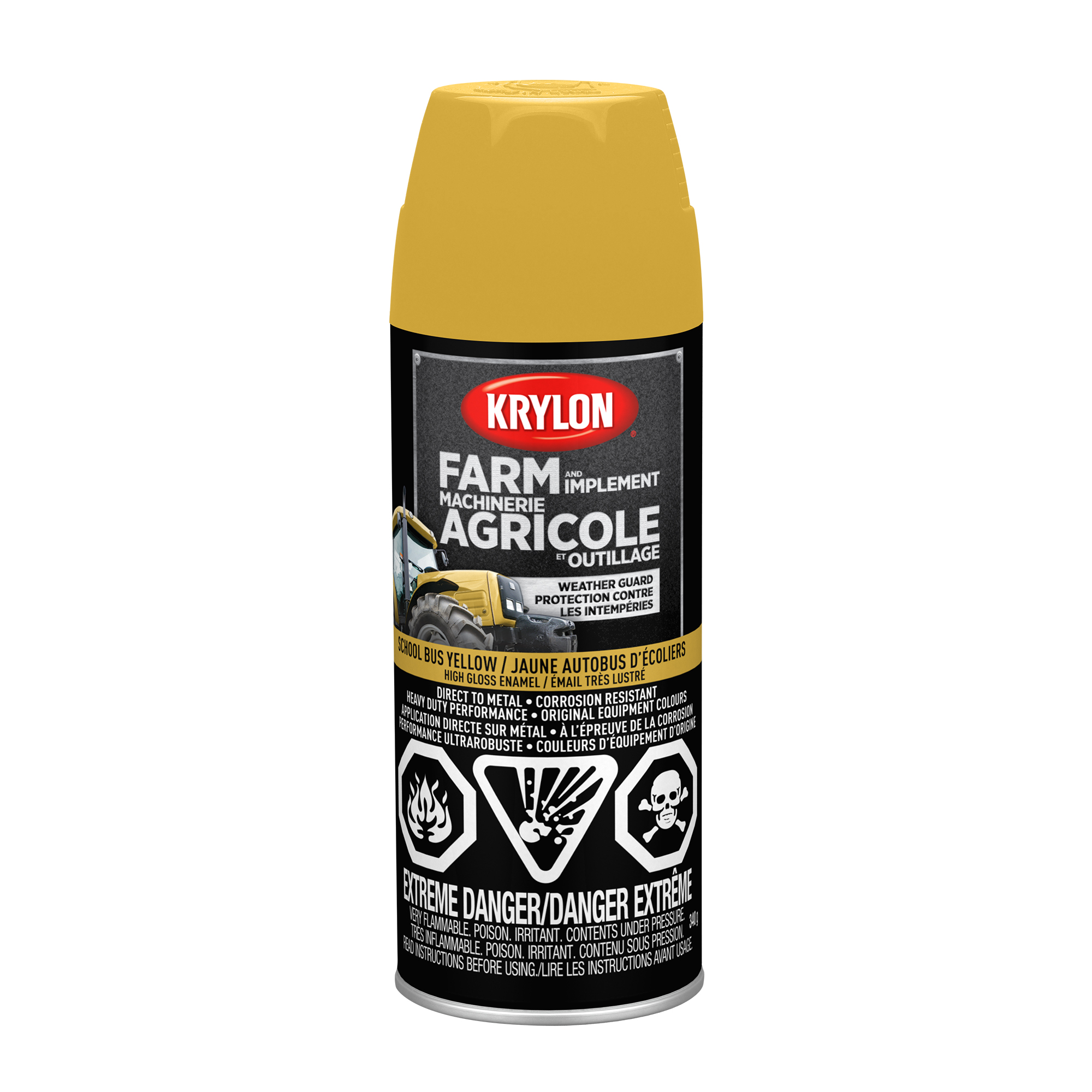 Farm & Implement Spray Paint Single 340 g Paint High Gloss School Bus Yellow