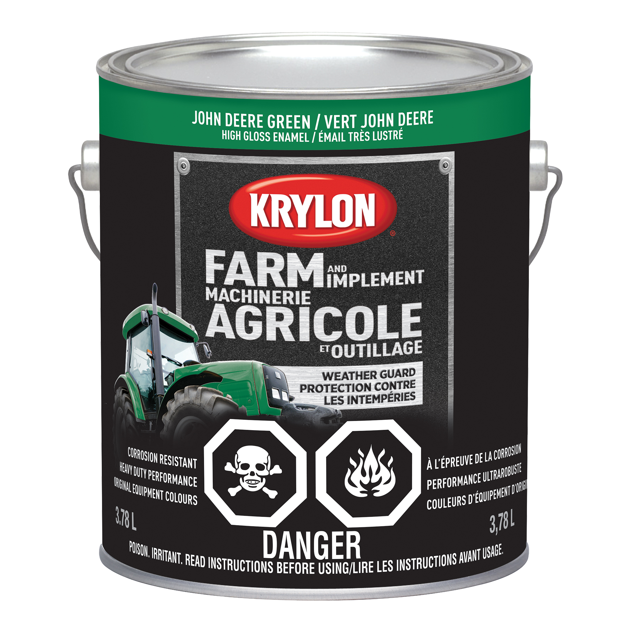 Farm & Implement Paint Brush On Single 3.78 L Paint Gloss Tractor Green