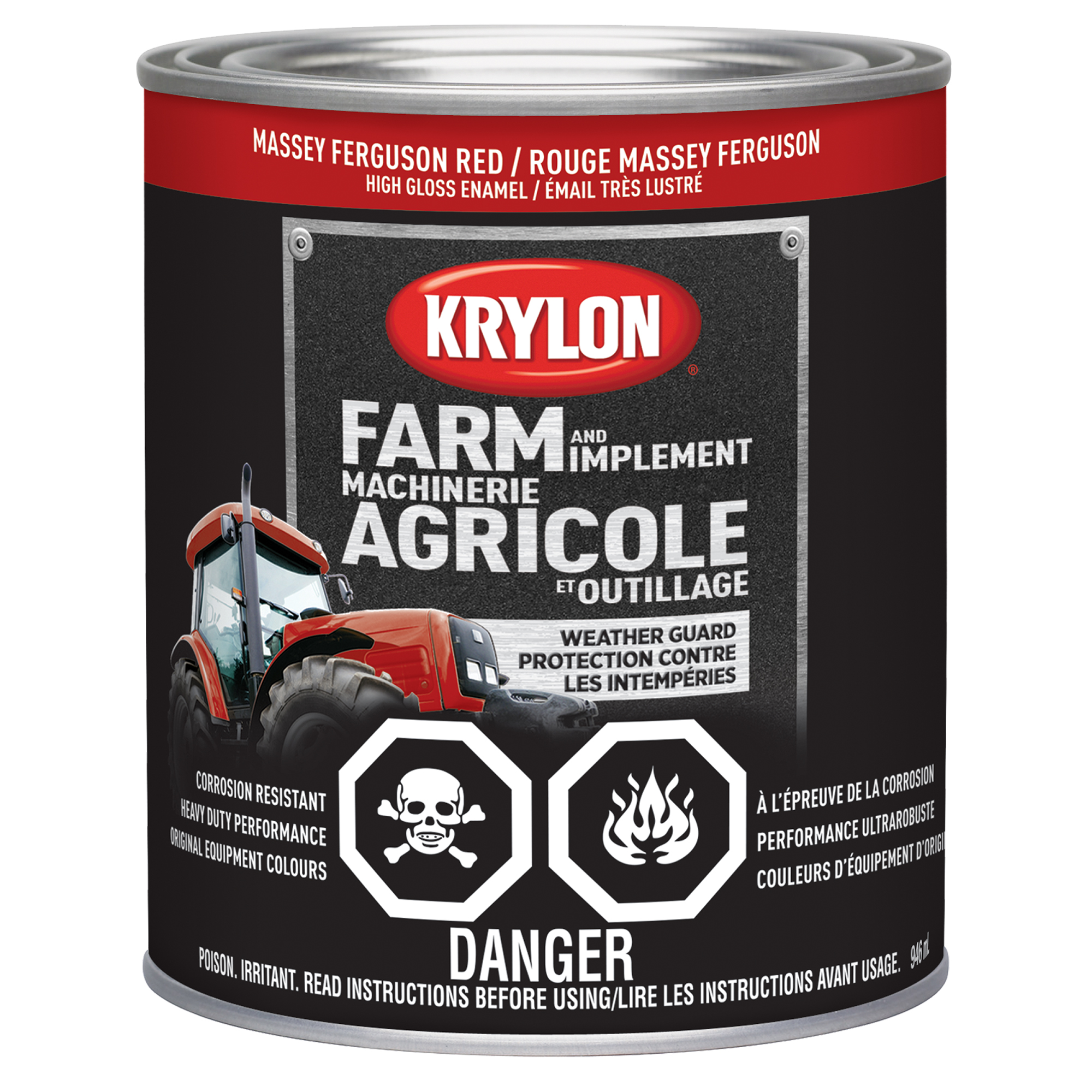 Farm & Implement Paint Brush On Single 946 ml Paint High Gloss Massey Ferguson Red