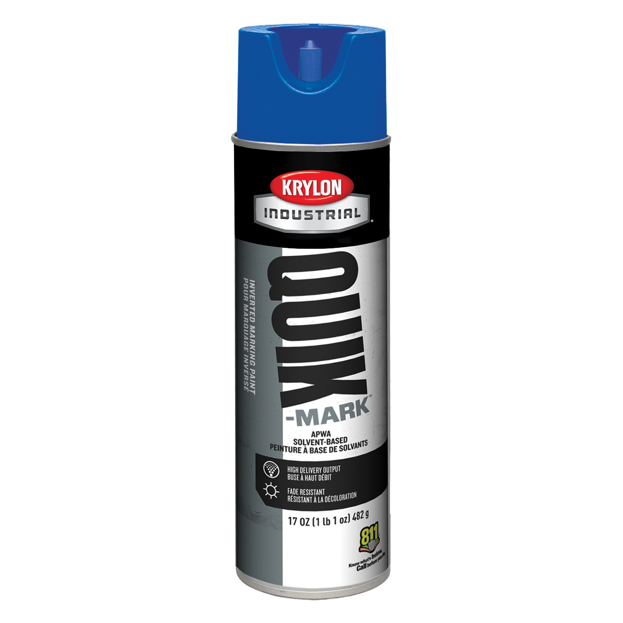 Industrial Quik-Mark Solvent-Based Inverted Marking Paint Single 17 oz Marking Paint Flat Blue