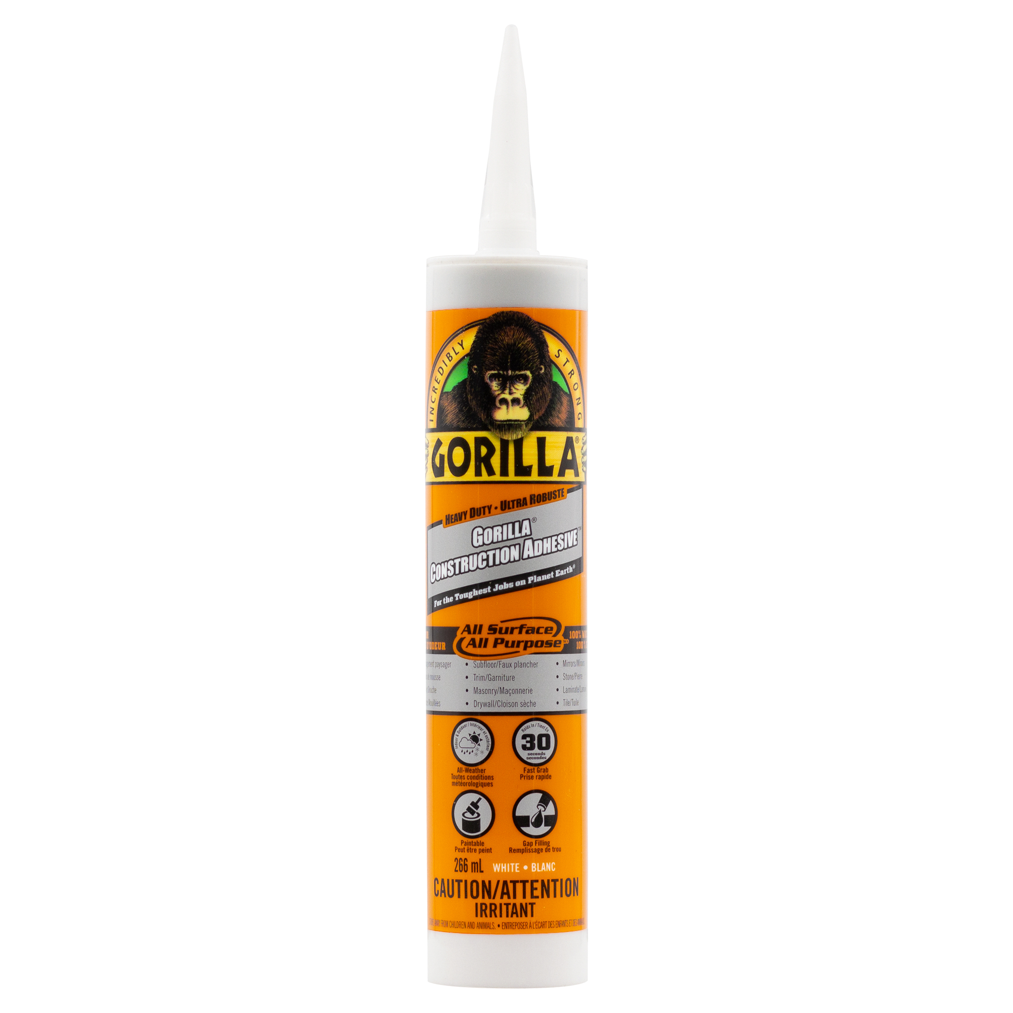 GORILLA CONST ADH HEAVY DUTY 9 OZ, 12 PIÈCES, DISP EN/FR