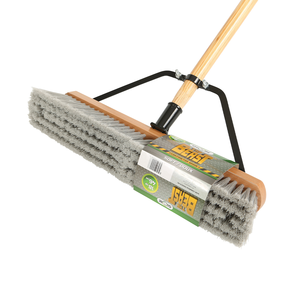 18" Assembled Wood Block Contractor push broomSoft