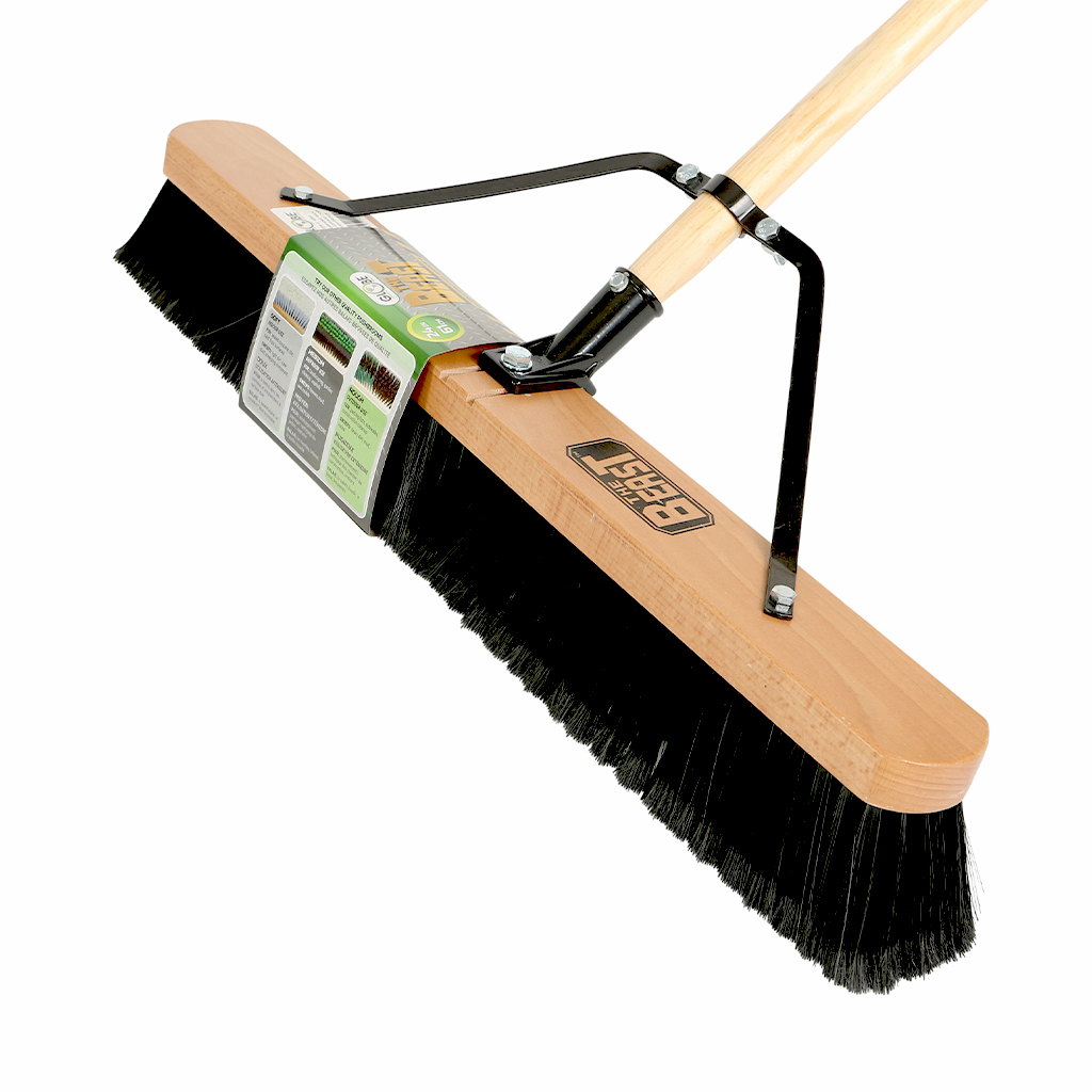 The Beast™ Assembled Wood Block Contractor Push Brooms, Medium Bristles - 24-in L Head
