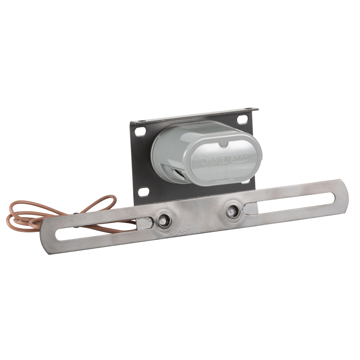 Lampe d'immatriculation, grise, avec support métallique
