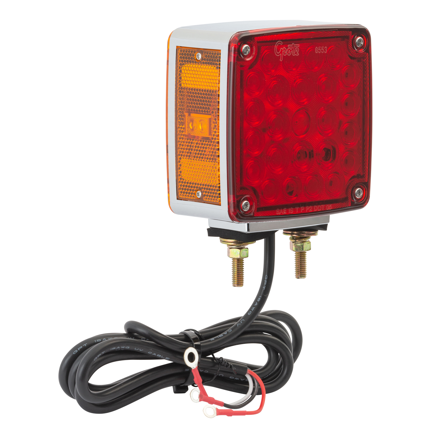 Lampe STT, rouge/jaune, LED Hi Count®, lampe sur pied carré de 4 pouces, Lh