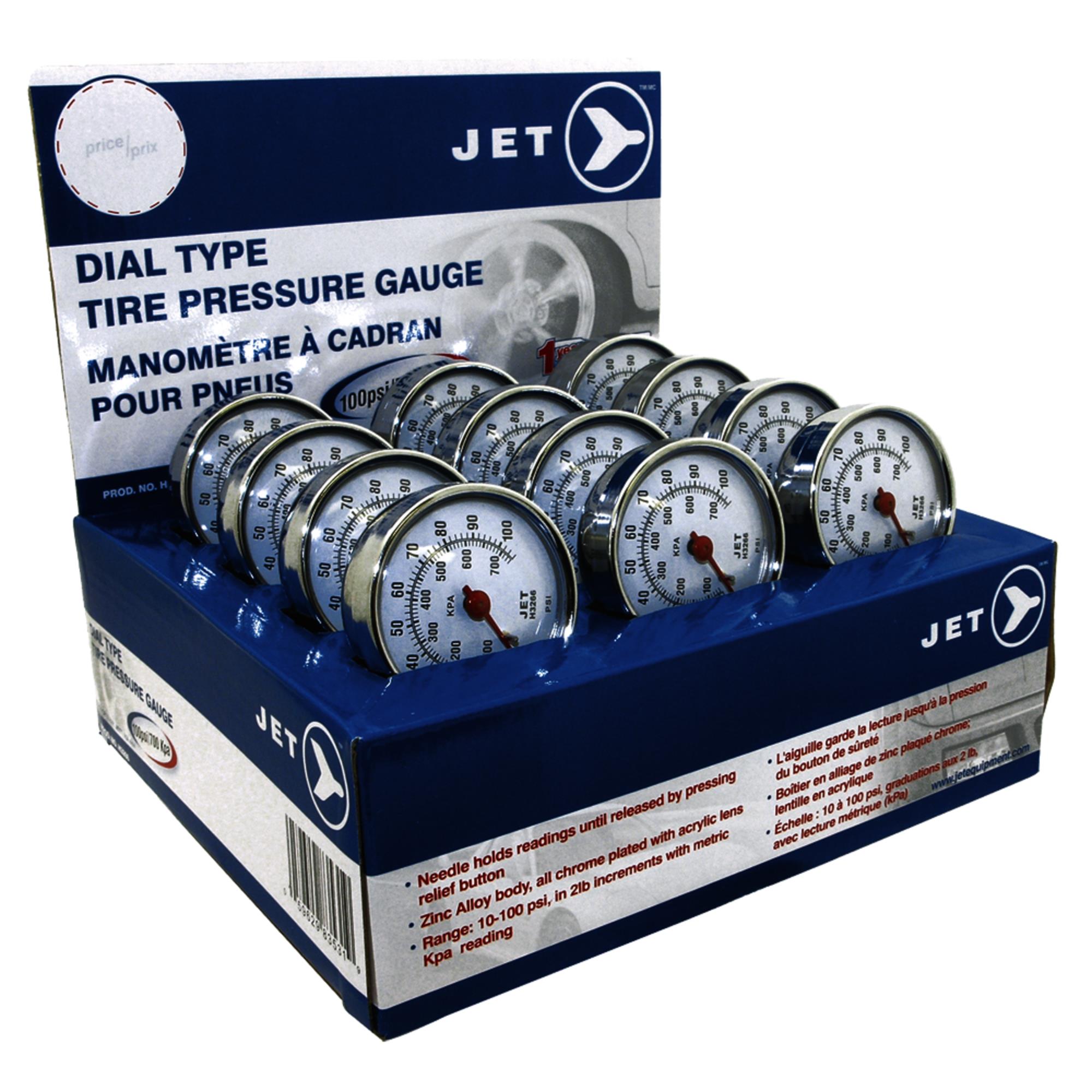 Dial Type Tire Guage 10-100psi In 12 Pc Counter Display