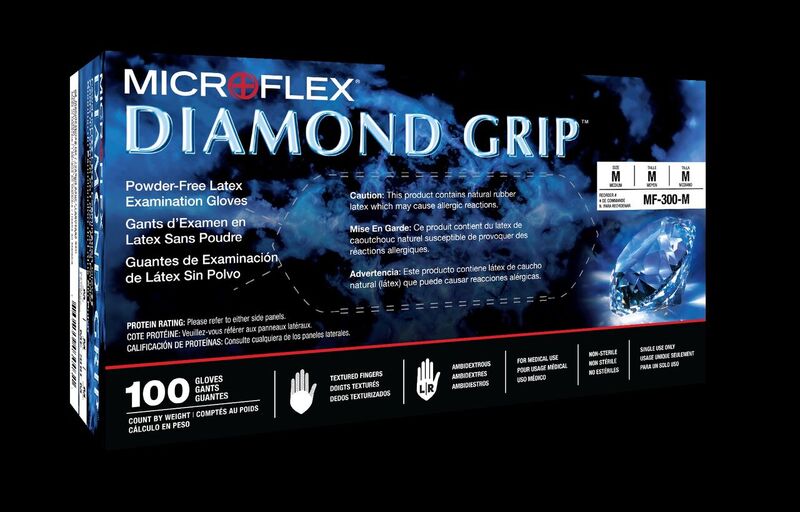 Gants en latex MICROFLEX™ Diamond Grip™ 8 mil, 100/boîte, L