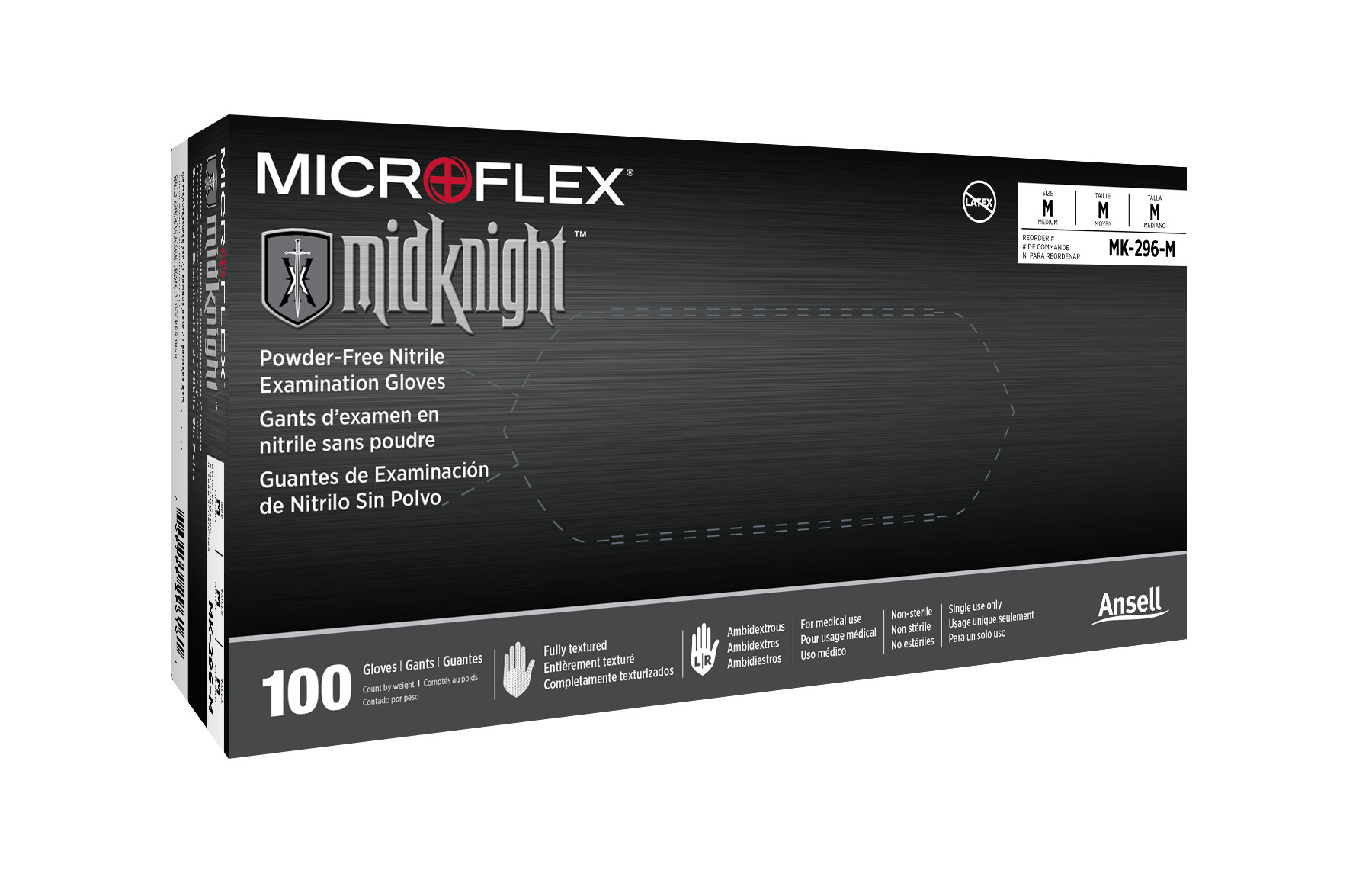 MICROFLEX™ MidKnight™ Nitrile 6 Mil Gloves 100/Box - M