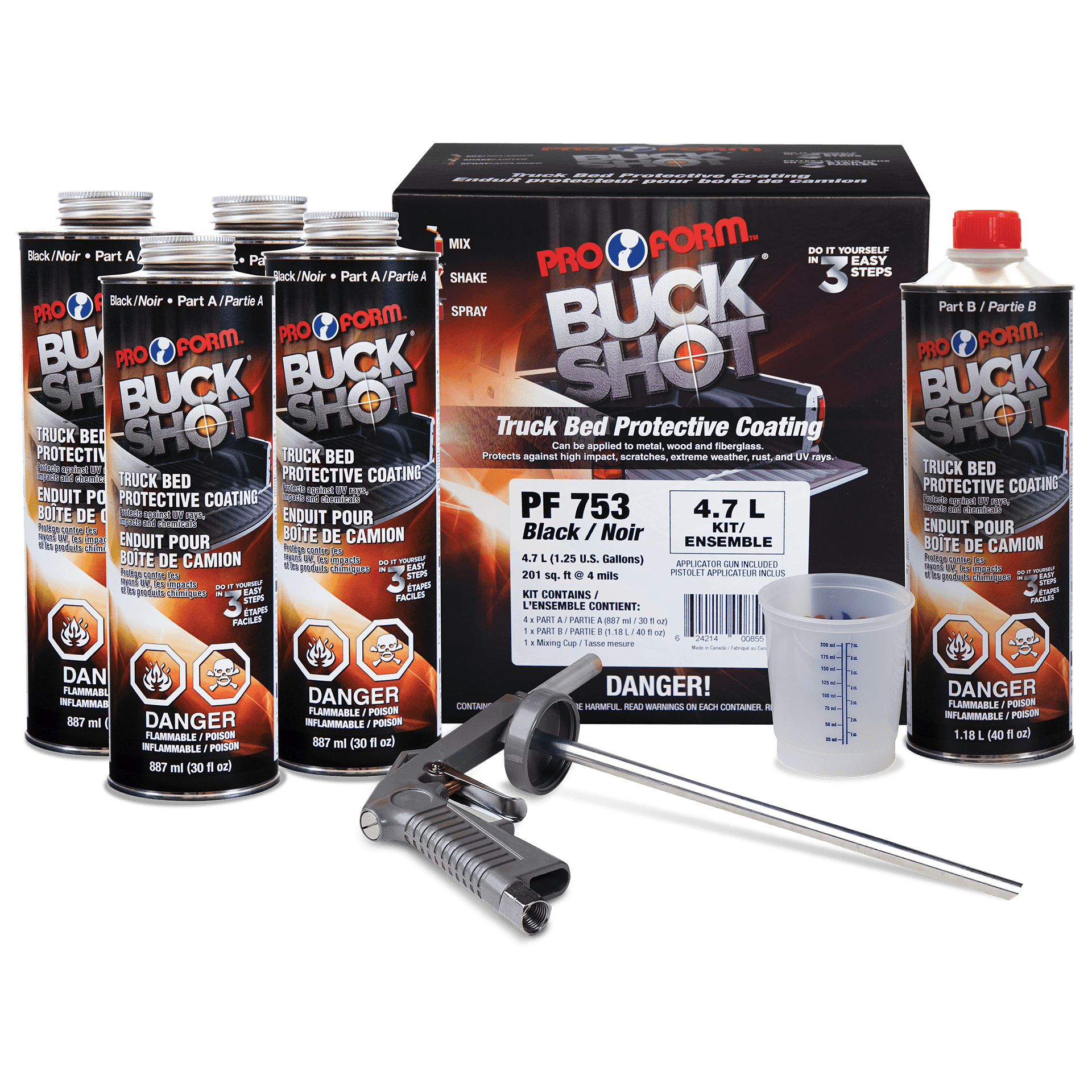 BUCK SHOT® Truck Bed Protective Coating 3:1 Kit - 4.7 L Black
