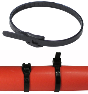 Attache de câble à profil bas, 11 po, 50 lb, noir UV
