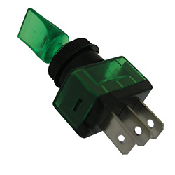 16A 12V On-Off Duckbill Illuminated Switch - Green
