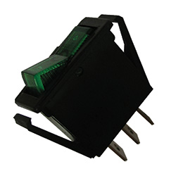 20A 12V On-Off Slim Illuminated Rocker Switch - Green