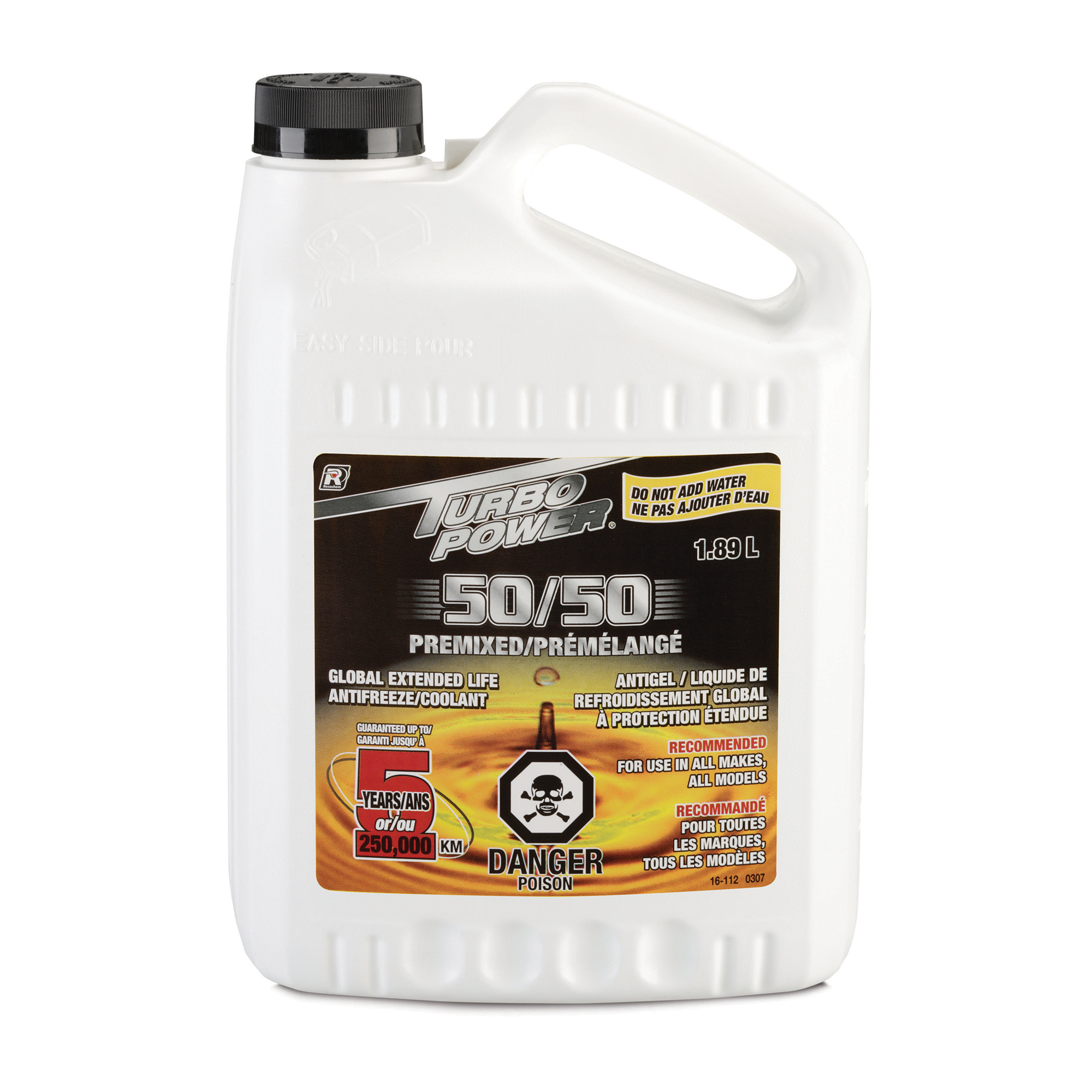 Turbo Power - Antigel/liquide de refroidissement prémélangé 50/50, durée de vie globale prolongée, 1,89 L