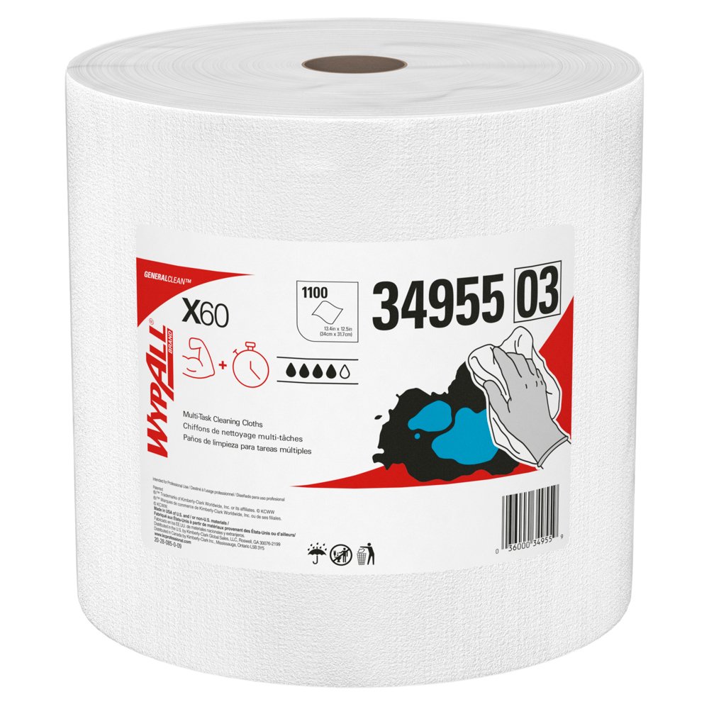 Chiffons réutilisables WypAll® X60, rouleau géant