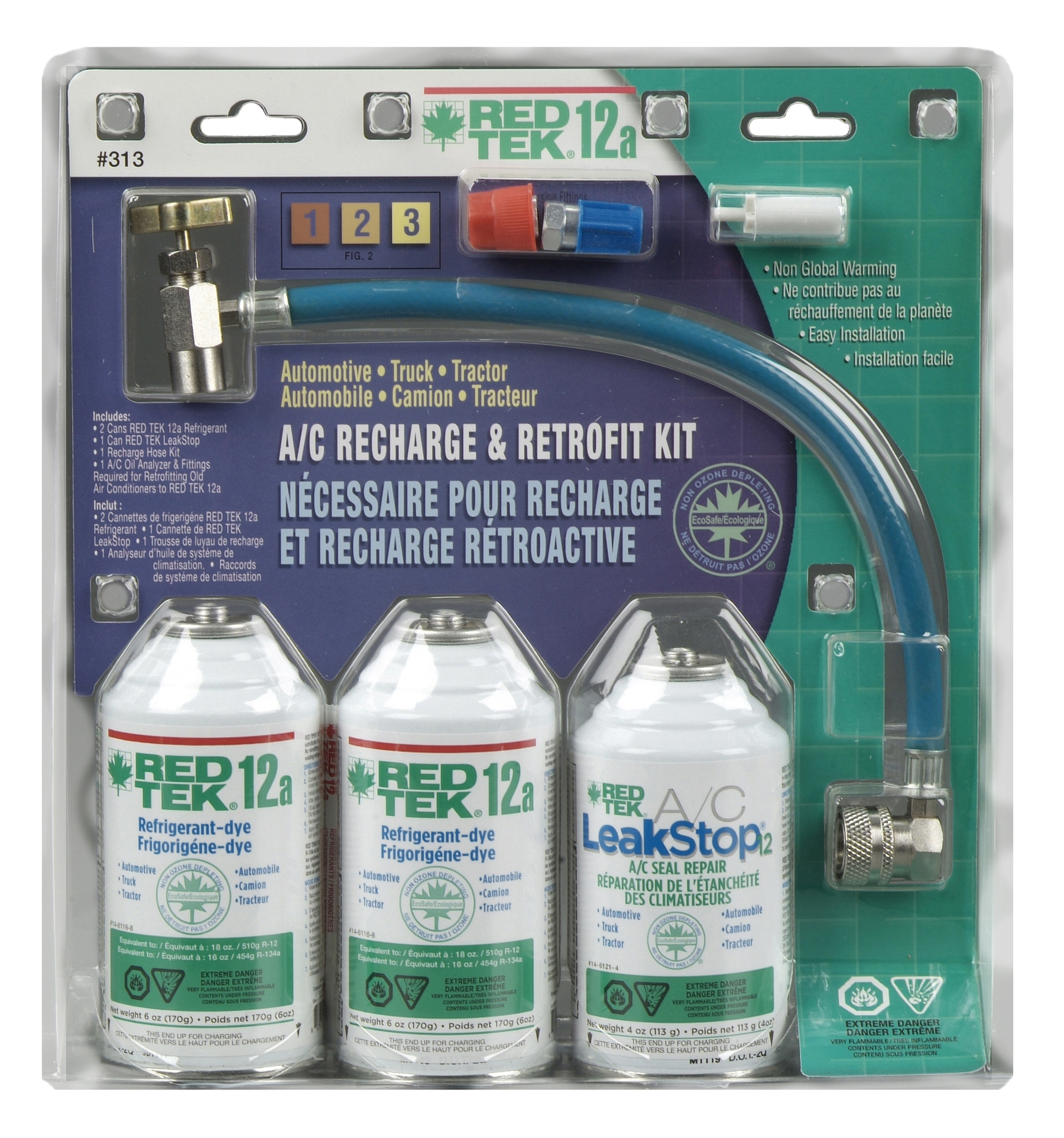 REDTEK 12a A/C Recharge Kit with LeakStop