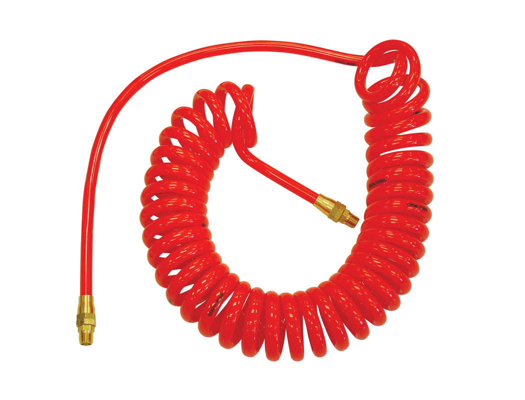SELF-STORING POLYURETHANE HOSE 1/4 X 25' X 1/4 (M) NPT FLEXCOIL RED
