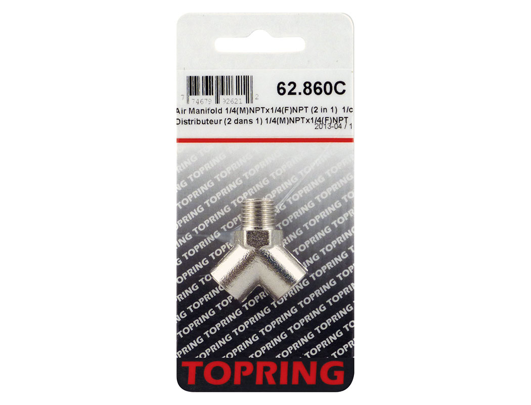 AIR MANIFOLD 1/4 (M) NPT X 1/4 (F) NPT 2 IN 1