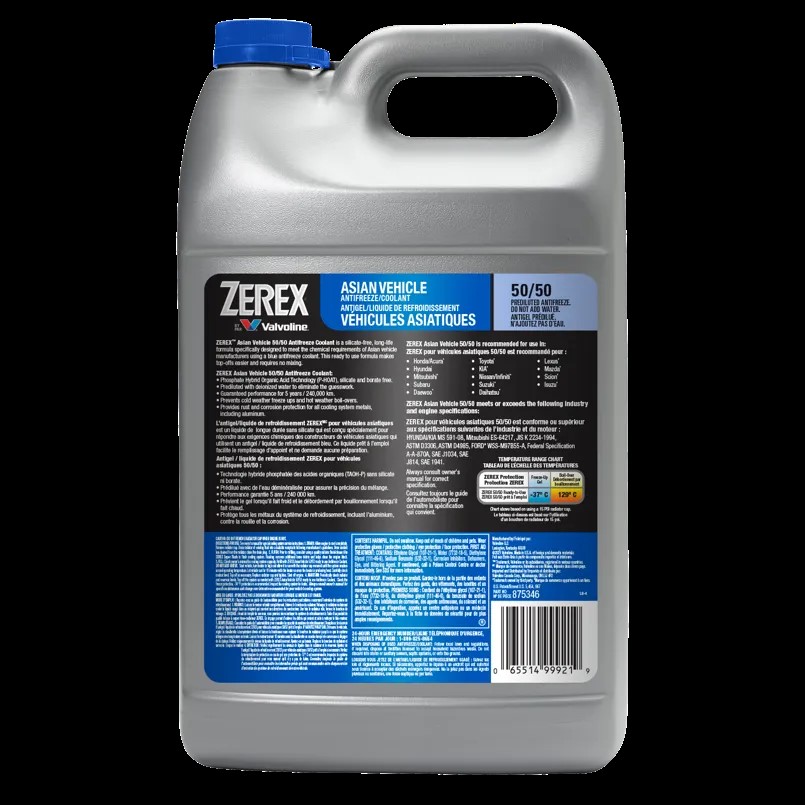 Antigel/liquide de refroidissement pour véhicules asiatiques Zerex™, bleu, prêt à l'emploi, 3,78 L