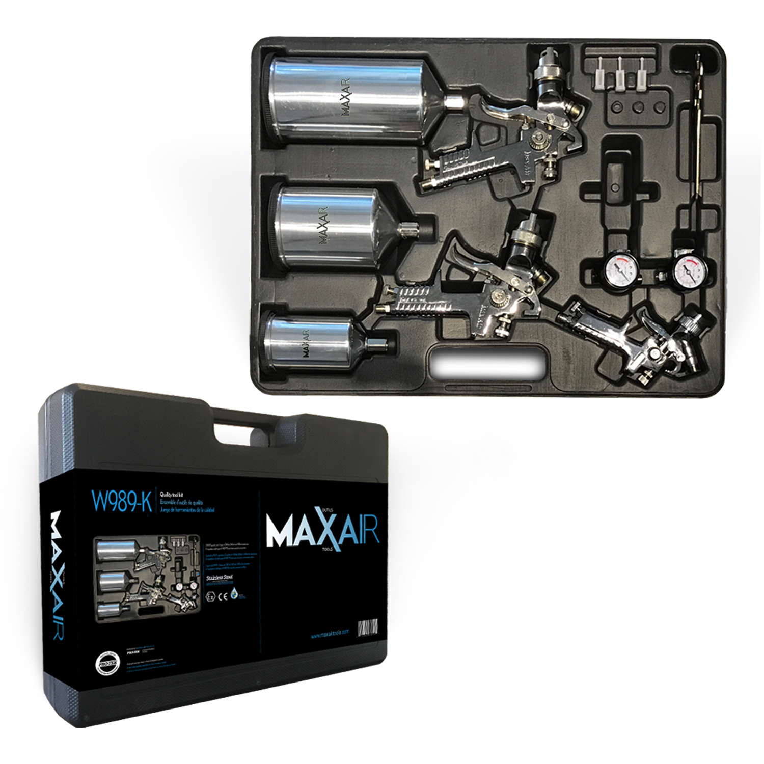 9pc MAXAIR Professional Paint Guns Kit