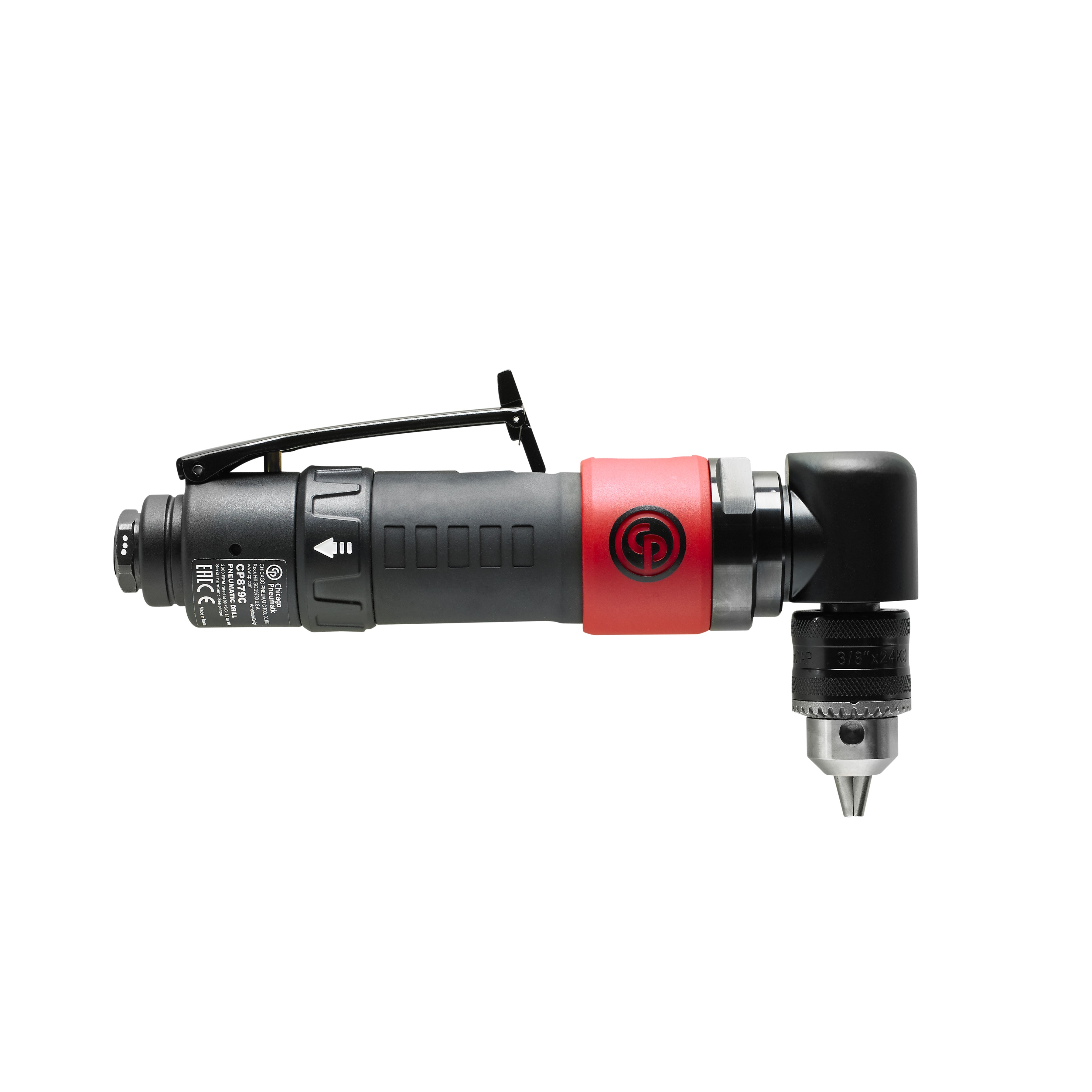 CP879C - 3/8 Inch (10 mm) Air Drill, Keyed Chuck, Angle Handle